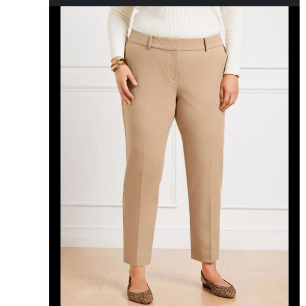 TALBOTS HAMPSHIRE STRAIGHT ANKLE PANT - CURVY FIT Sz 20W Tan Rattan $149 retail
